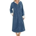 thumbnail image 1 of Ezi Women's Zip Front Plush Fleece Velour House Lounge Robe, 1 of 1
