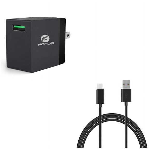 USB 18W Fast Home Charger w Power Cord Type-C 6ft USB Cable K1K for Samsung Galaxy Tab S5e 10.5 S4 10.5 Note 10 Plus A 10.1 (2019) Fold A20 A10e - Sony Xperia 5 10 Plus 1 - Xiaomi Redmi Note 7