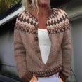 thumbnail image 2 of Wutalume Women's Fair Sweaters Neck Loose Fit Button Up Chunky Sweater Open Front Casual Fall Knit Jacket, Comfortable and Stylish Top for Layering,Brown M, 2 of 4
