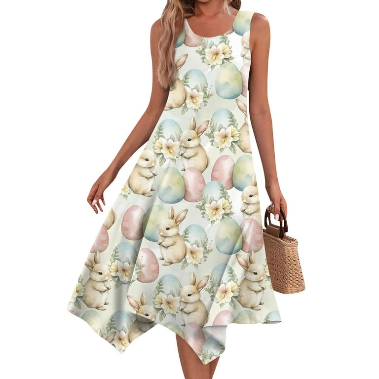 sachin and babi light blue dress HAJWOH Womens Easter Dresses 2025 Bunny Egg Graphic Sleeveless Spring  Dresses Plus Size Trendy Round Neck Midi Dress Boho Tank Dresses Happy  Easter Gift for Women Light Blue M