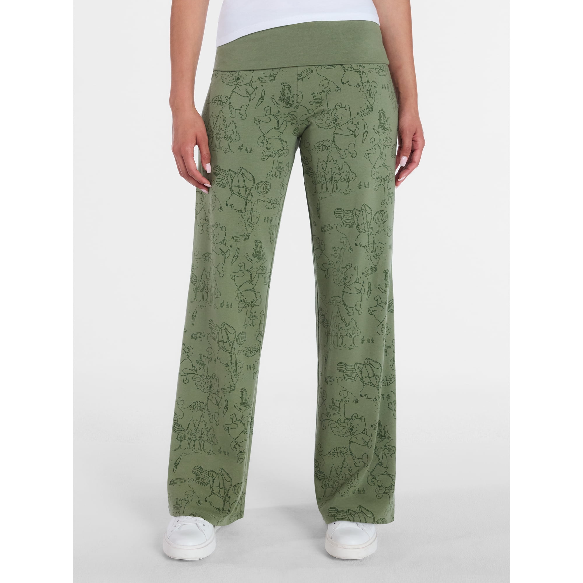 Winnie the Pooh Women’s Wide Leg Foldover Pants, Sizes XXS-XXL