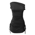 thumbnail image 4 of Mini vestido sexy de verano para mujer con un solo hombro y cordón lateral, ideal para fiestas y vacaciones - Dos estilos, sin mangas y con tirantes, corte A, 4 of 4