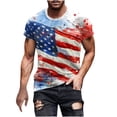 thumbnail image 1 of Camisetas de Algodón de los Hombres Día de la Independencia Patriótico Impreso Cuello Redondo, Manga Corta Top Casual para Uso Diario, Primavera Y Al Aire Libre, 1 of 6