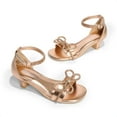 thumbnail image 4 of BURUDANI Girls' Ankle Strap Sandals, Low Heel Square Toe Dress Shoes with Bow Flower Detail, 4 of 5