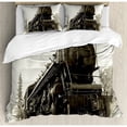 thumbnail image 3 of Steam Engine Duvet Cover Set Twin Size, Antique Northern Express Train Canada Railways Photo Freight Machine Print, Decorative 2 Piece Bedding Set with 1 Pillow Sham, Black Grey, by Ambesonne, 3 of 3