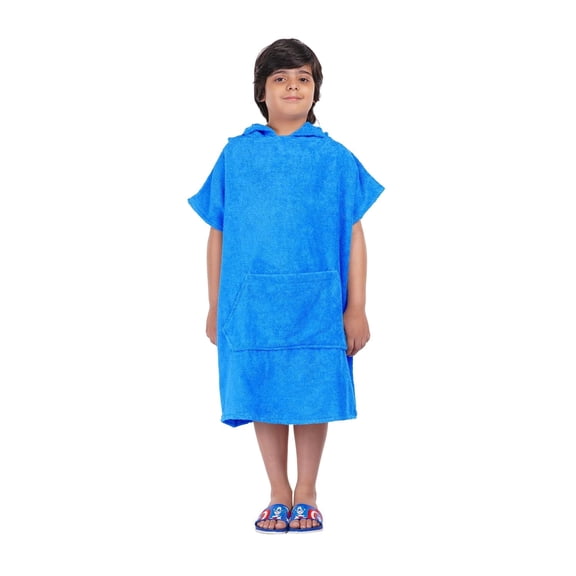 ALLEN & MATE 100% Cotton Kids Hooded Surf Poncho Changing Robe, Quick Absorbent Wearable Swim Towel Boys & Girls, 6-13 Years