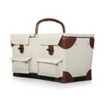 thumbnail image 4 of Picnic Time Pioneer Deluxe Picnic Basket with Picnic Blanket, Beige Canvas with Navy Blue & Brown, 4 of 5
