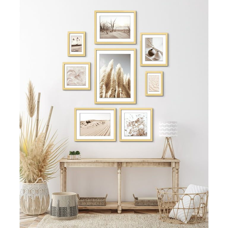 ArtbyHannah 7 Piece Gold Gallery Wall Picture Frame Set, Botanical