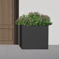 thumbnail image 2 of 20-inch Cube Metal Steel Garden Deck Planter Box Square Black Yard Flower Pot, 2 of 21
