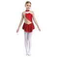 thumbnail image 3 of YiZYiF Robe de Patinage Artistique pour Filles Justaucorps de Gymnastique Ballet Floral avec Strass Tenue de Danse Rouge 10, 3 of 6