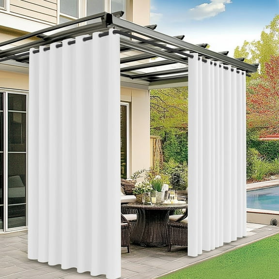 Uxcell Outdoor Curtains for Patio Waterproof, 110W x 96L Inch Heavy Gazebo Curtains for Outdoor Patio, Porch, Sunlight [White, Grommet Top]