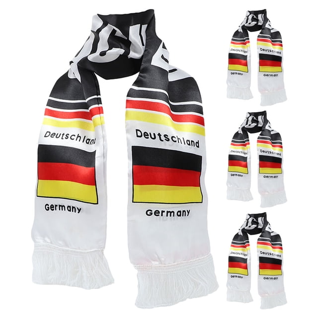 4 bufandas tradicionales de punto de fútbol para aficionados de la selección nacional, ideal para eventos deportivos y porristas, con diseño de la bandera de Alemania