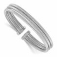 thumbnail image 2 of Diamond2Deal 925 Sterling Silver RHP 3mm 3-Row Wrapped Cuff Bangle for Women, 2 of 6