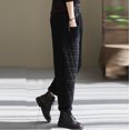 thumbnail image 5 of GigrtiJin Womens Padded Quilted Pants Fall Winter Warm Casual Wide Leg Pants Elastic Waist Trousers with Pockets, 5 of 7