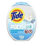 Tide Pods Free and Gentle Laundry Detergent Soap Pacs; HE Compatible 112 Ct