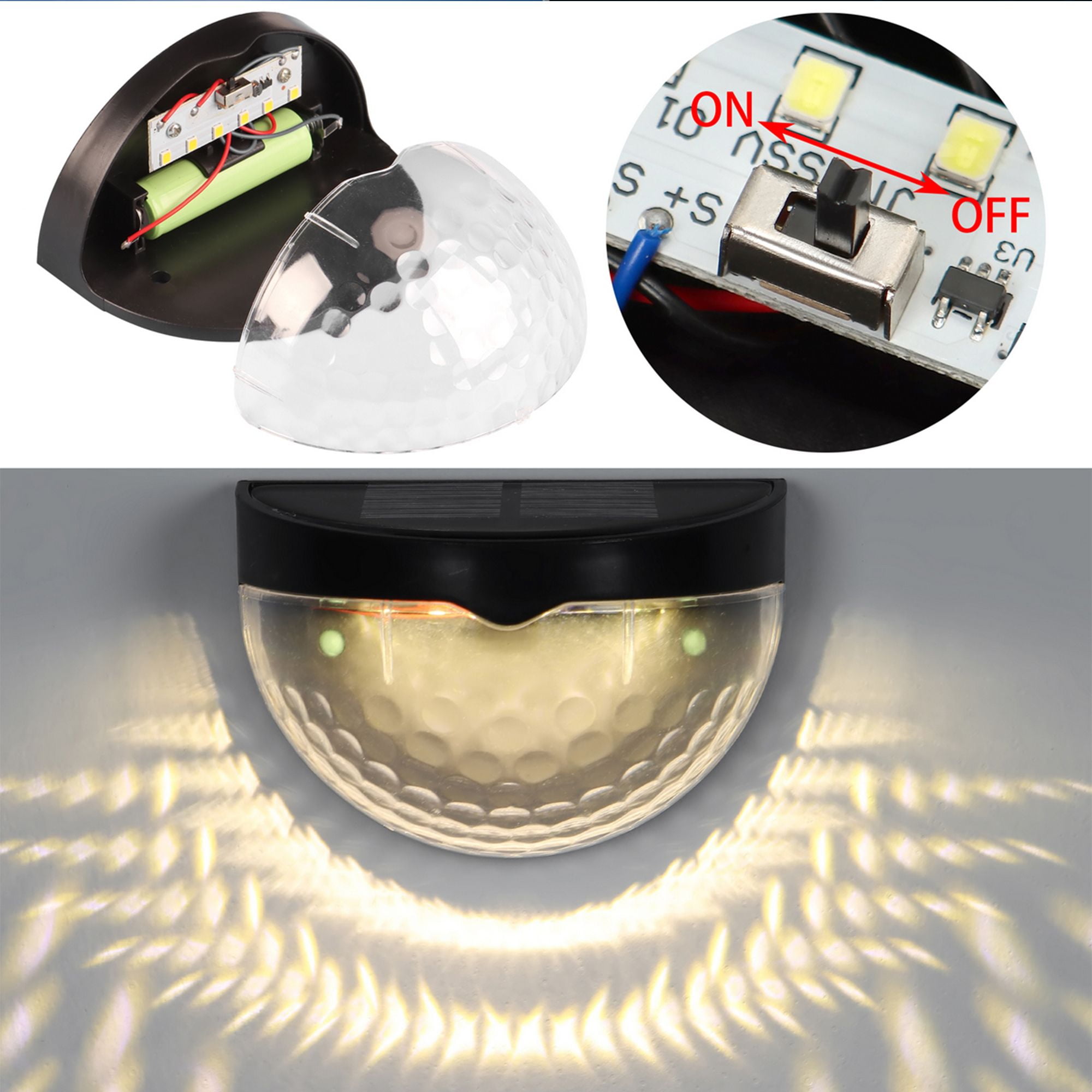 Gustave 2/4/6 Packs Outdoor Fence Lights Solar Lamp Waterproof LED Deck Wall Light for Landscape Path Garden Stair Decor