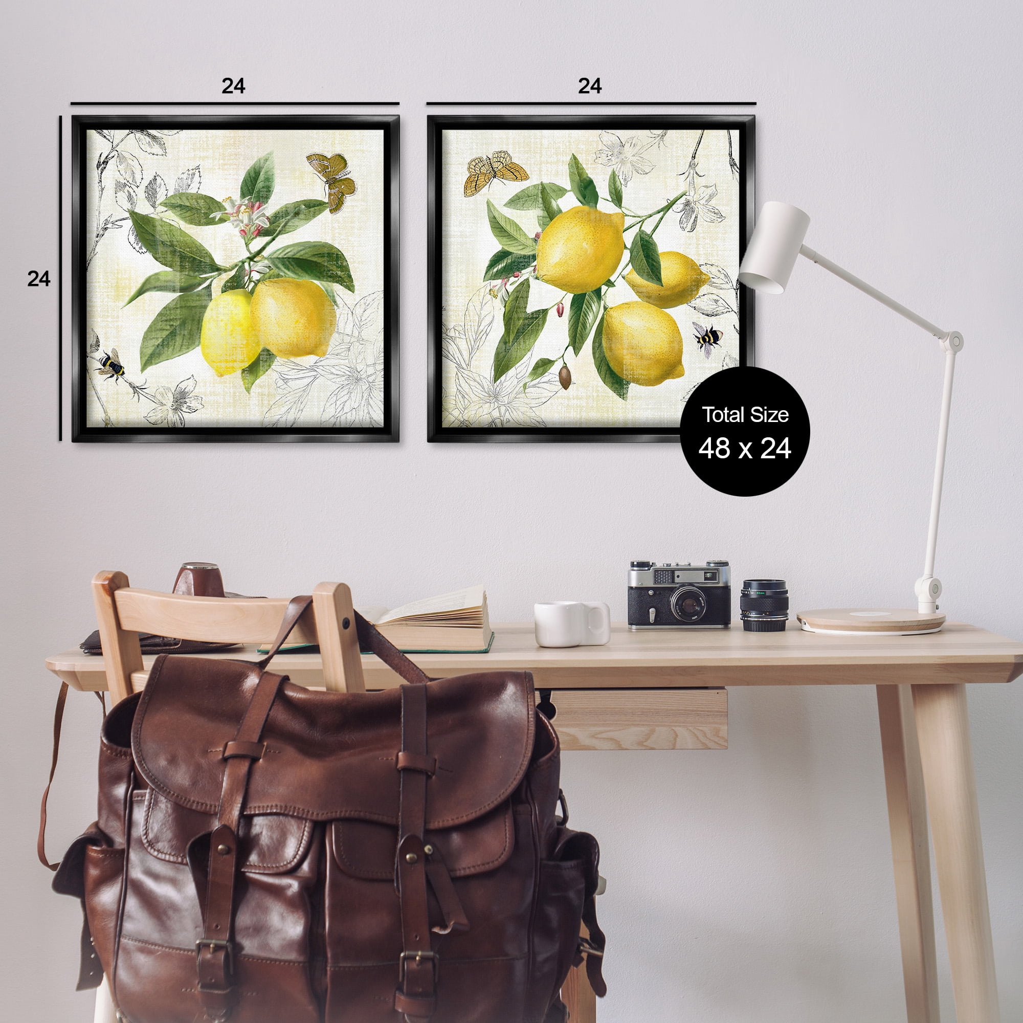 Stupell Industries Distressed Country Lemons Food & Beverage Painting Black Floater Framed Canvas Art Print Wall Art, 25 x 25, Set of 2