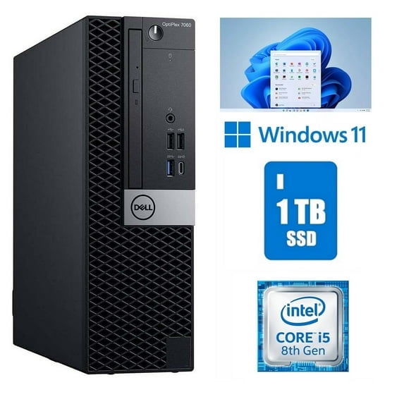 Restored Dell OptiPlex 7060 SFF Core i5 8th Gen. 32GB RAM 1T SSD Wi-Fi Windows 11 Pro Computer