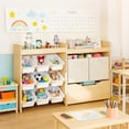 thumbnail image 2 of COSVALVE Wooden Kids Toy Storage Organizer with Bookshelf,9 Box Bins,Movable Drawer for Nursery Playroom Bedroom(Natural), 2 of 19