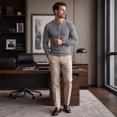thumbnail image 3 of AZoiNM Men's Long Sleeve Henley Shirt Waffle Knit Regular Fit Casual Pullover Tee Soft Lightweight Button Front Top for Fall Winter Spring, 3 of 11