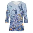 thumbnail image 5 of CYMMPU Vintage Floral Printed 3/4 Length Sleeve Shirts Summer Fall Crewneck Basic Tees Business Work Blouses Fashion Tunic Tops 2025 Clothes for Women Multicolor M, 5 of 5