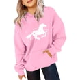 thumbnail image 2 of Tiweut Casual Hoodies Girls Kids Horse Print Long Sleeve Hooded Sweatshirt Loose Fit Clothes with Pocket Blouses 8-9 Y, 2 of 3