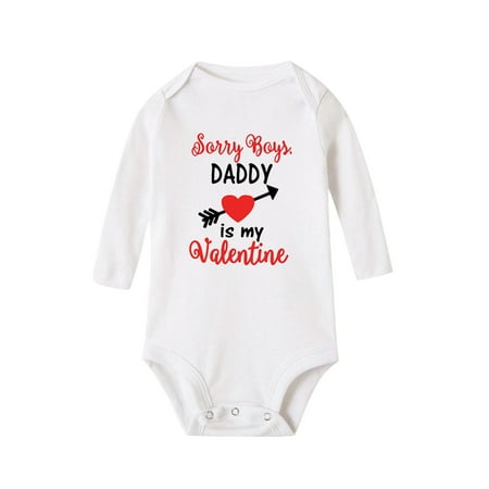 

Kids Baby Valentine s Day Toddler Girls Boys Letter Heart Prints Long Sleeves Jumpsuit Romper
