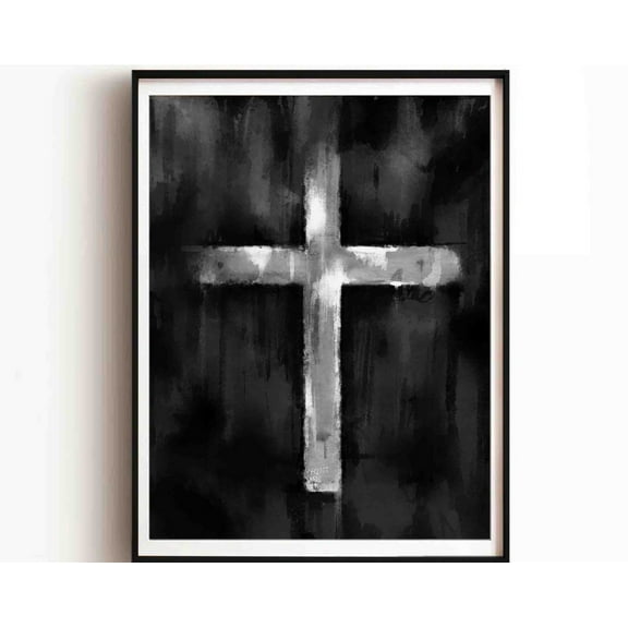 Cross, Bible Art Christian Modern Wall Art Boho Watercolor Art Scripture Christian Gifts Minimalist Men Christ Print Wall Art, Modern Wall Decor, 8x12 UNFRAMED