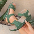 thumbnail image 5 of Slide Sandals for Women Casual Spring And Summer Breathable Toe Open Toe One-Line Buckle Wedge Heel Sandals, Green-36, 5 of 9