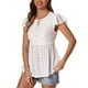 thumbnail image 4 of INSPIRAR CHIC Estilo Blusa de Peplum de Verano para Mujer con Mangas de Ojal de Crochet y Cuello con Lazo S Blanca, 4 of 6