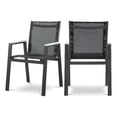 thumbnail image 1 of Meridian Furniture Nizuc Chaise de Salle à Manger d'Extérieur Noire pour Patio avec Accoudoirs (Ensemble de 2), 1 of 9