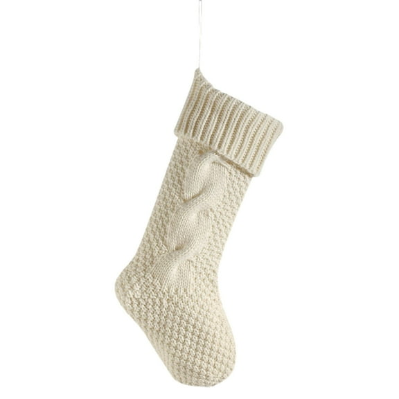 Wadada Christmas Stockings, 18 Inches Farmhouse Plush Faux Fur & Cable Knitted Fireplace Xmas Stockings, Hanging Gifts Cozy Personalized Stocking Decorations for Family Holiday Decor