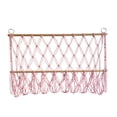 thumbnail image 2 of deevoka Wall Hanging Net Plush Toy Net Handwoven Boho Macrame Stuffed Animal Hammock Pink, 2 of 9
