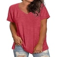 thumbnail image 4 of AherBiu Plus Size Tops for Women Short Sleeve V Neck Summer Casual Loose Fitted Comfy Tshirt Plain Tees Dailywear, 4 of 6