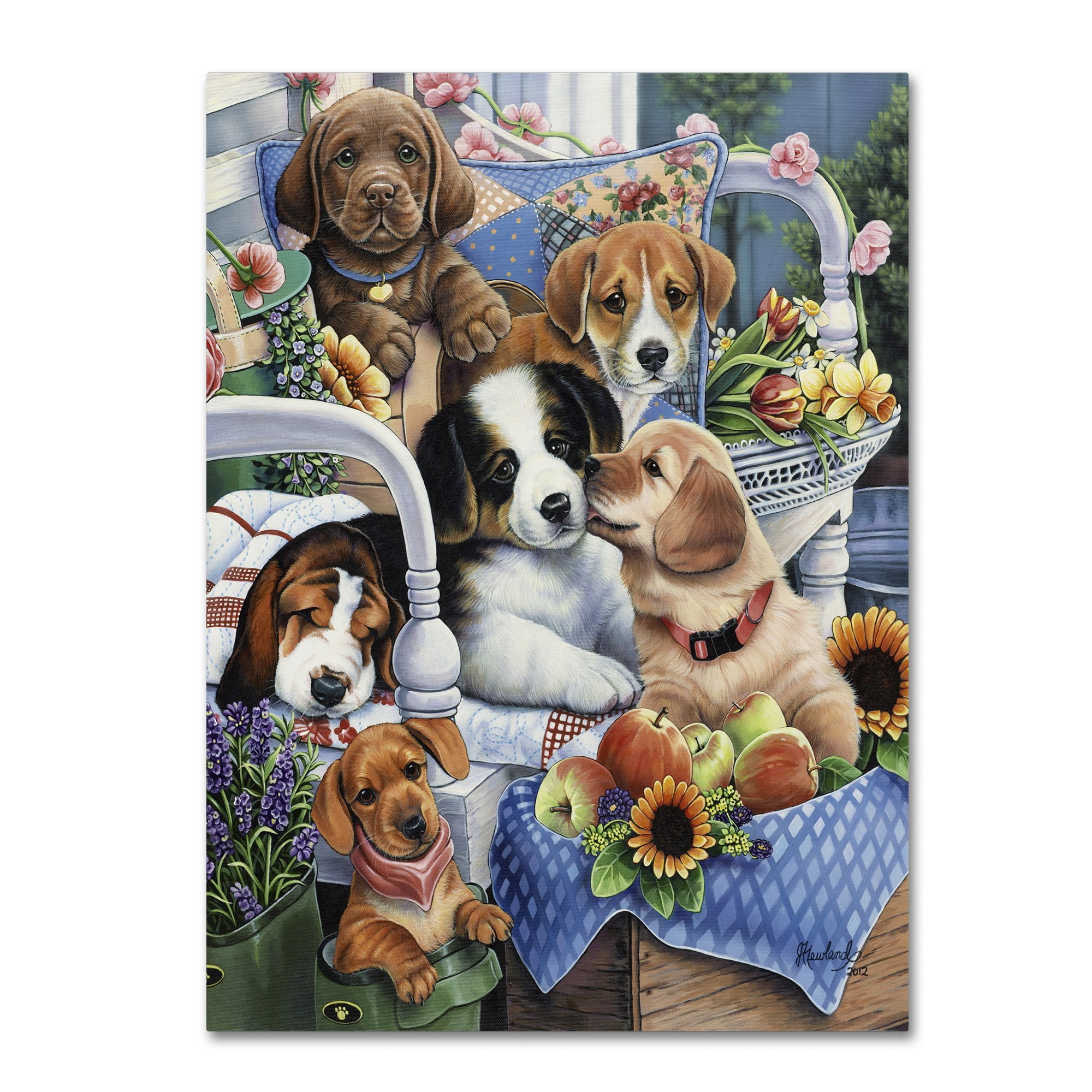 Trademark Fine Art 'Country Pups' Canvas Art by Jenny Newland