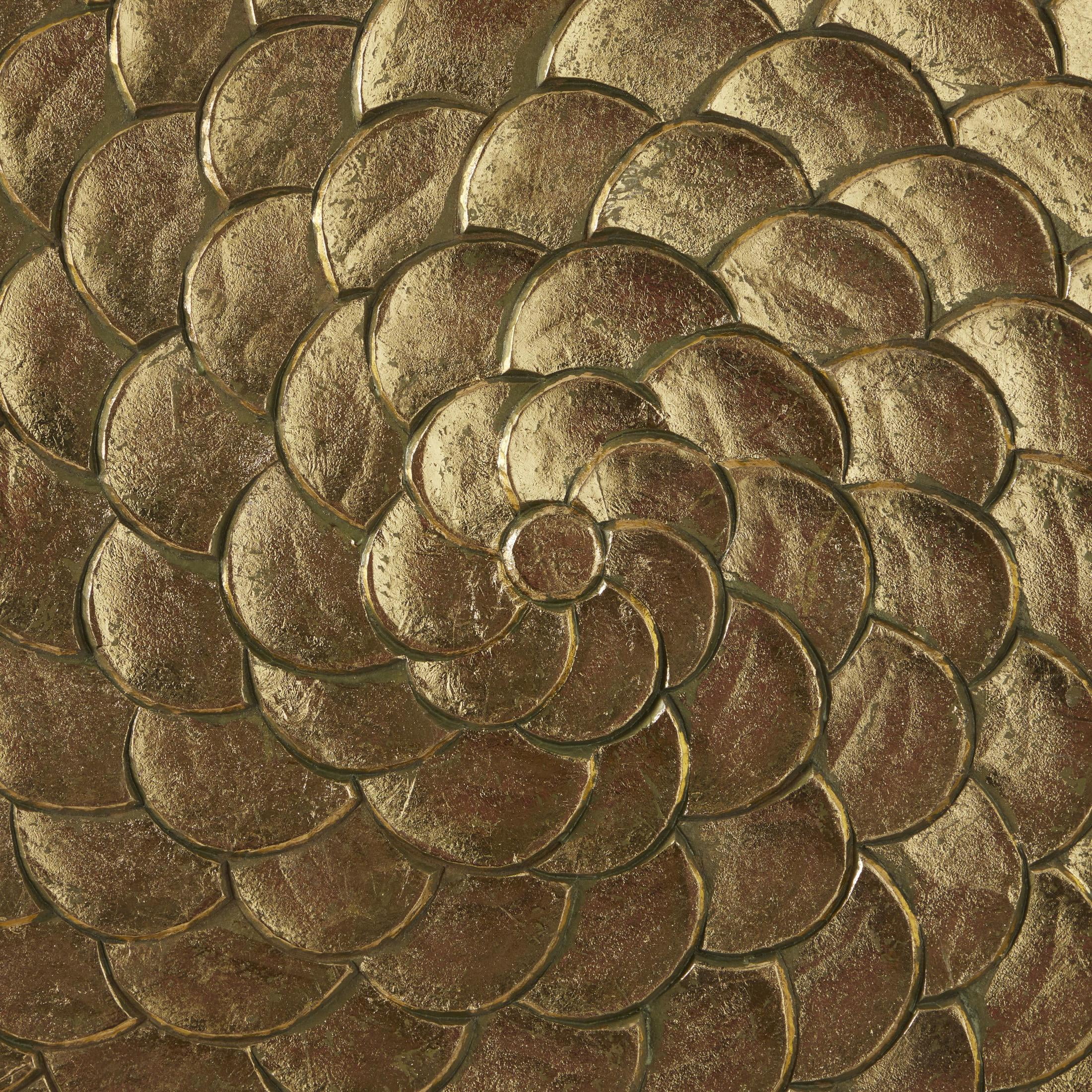 DecMode Gold Wood Carved Radial Plate Wall Decor