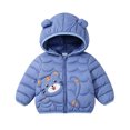 thumbnail image 2 of Spazoro Toddler Girls Hooded Puffer Jacket, Lightweight Animal Print Zip Up Long Sleeve Soft Warm Winter Outerwear for Little Girls Blue Size 0-1T, 2 of 9