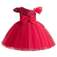 thumbnail image 1 of BYHONG Robe de Concours en Maille pour Fille Enfant Fête Nœud Sans Manches Robe Robes Jupes Robes pour Filles Rouge 5a, 1 of 9