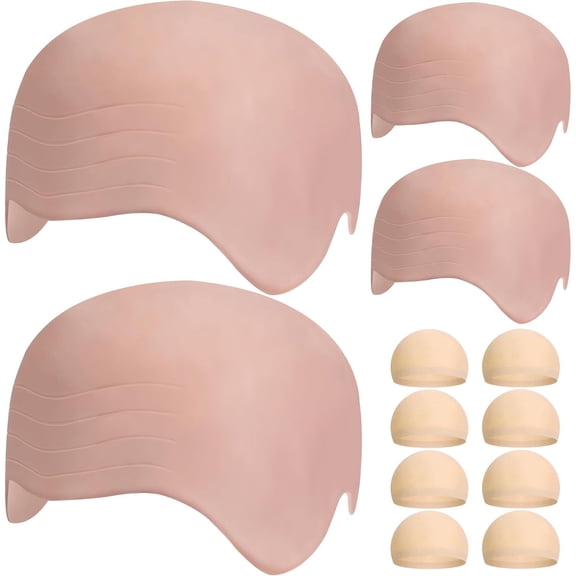 12 PCS Halloween Bald Caps Set,Makeup Bald Cap with 8 Pcs Wig Caps,Bald Head Costume Accessories for Men Women