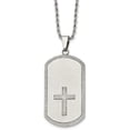 thumbnail image 2 of Avariah Diamonds Chisel Stainless Steel Brushed Laser Cut Edges and Cross Dog Tag on a Rope Chain Necklace - 24", 2 of 8