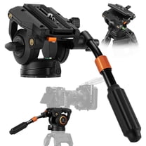 K&F CONCEPT Fluid Head, Lightweight Fluid Video Head Silky-Smooth Stable Tripod Head Mount Max Load 17.6lbs/8kg, Tripod Head for 360°Pan and -75°to 90 Tilt.