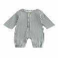 thumbnail image 1 of Crew Neck Rompers with Striped Pattern and Button Closure for Baby Boys and Girls, 1 of 8