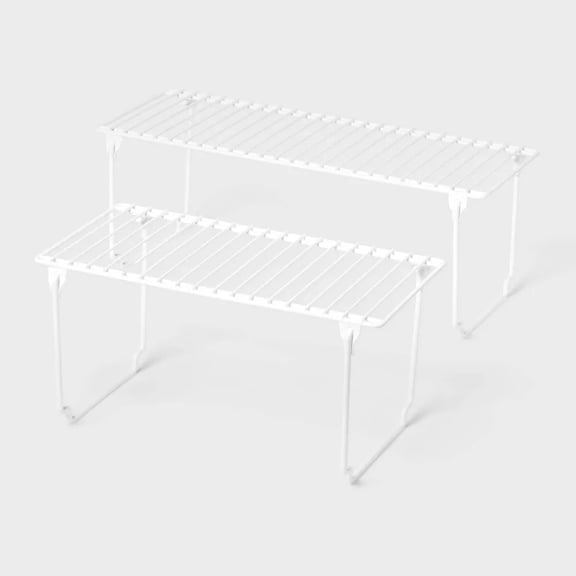 2pc Foldable Legs Metal Wire Helper Shelf Set