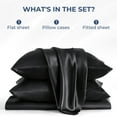 thumbnail image 3 of Seasonwood Satin Sheet Set,Twin, Silky Bed Sheets, 3 Pieces,Black, 3 of 8