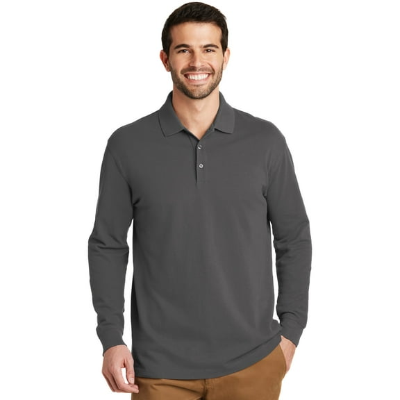 Port Authority Mens Long Sleeve Cotton Logo Polo. K8000Ls.