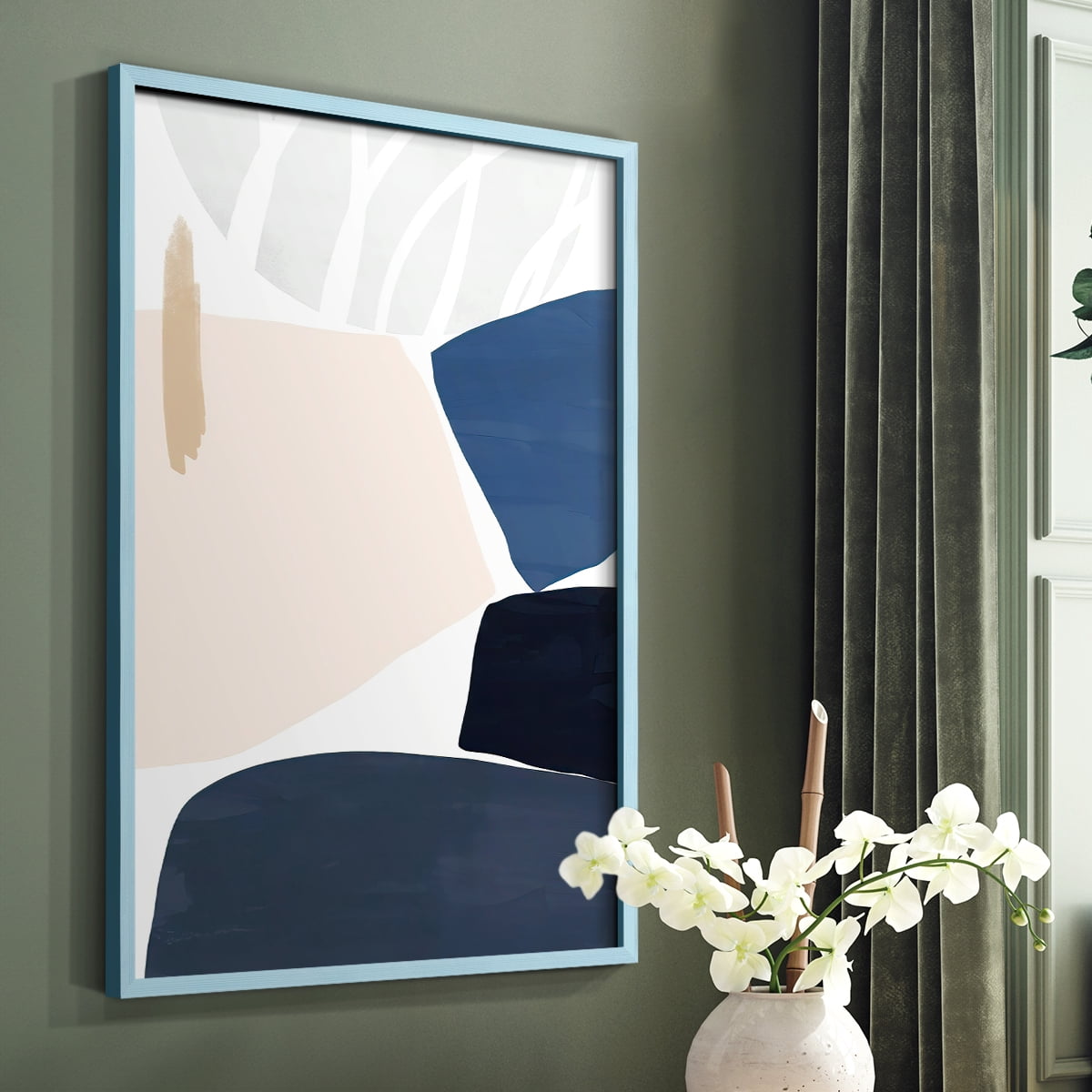 Denim and Sand II Framed Print in Blue Solid Wood Framed Print No Nail Hanging