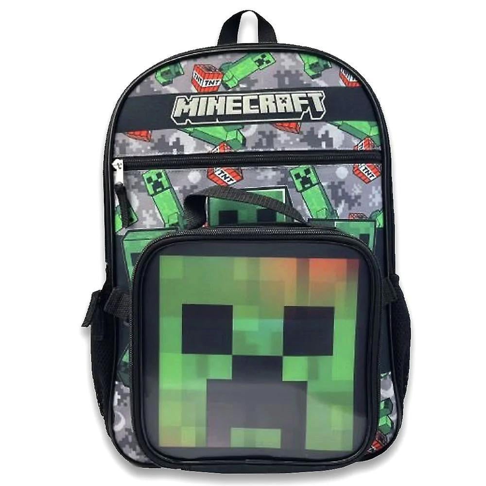 2 Pack Minecraft TNT Creeper Backpack School Bag With Lunch Bag 43cm