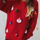 thumbnail image 4 of Gibobby Suéter de Punto Navideño Suéter de punto de manga larga con cuello redondo decorado con Papá Noel lindo para mujer(Rojo,XG), 4 of 5