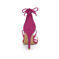 thumbnail image 2 of BLISSFUL STEP Chaussures pour Femmes Sandales à Talon Aiguille Haut à Bride Cheville à Nouer Bout Ouvert en Faux Suède Rose Vif 9, 2 of 7