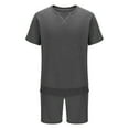 thumbnail image 5 of USNSM Men's 2 Piece Outfits Short Sleeve Waffle Knit Tracksuit Summer Soft Comfort Breathable Casual Shirt and Shorts Set Gray XXXL, 5 of 6